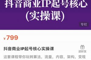抖音商業IP起號核心實操課，帶你玩轉算法，流量，內容，架構，變現