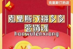 克里斯汀拼多多運(yùn)營(yíng)課，適合小白初涉平臺(tái)，低成本入門