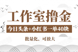 工作室擼金二件套：擼今日頭條原創(chuàng)收益+小紅書(shū)一單利潤(rùn)40塊項(xiàng)目