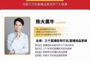 陳大黑牛-直播帶貨運營入門課，手把手教你直播間月銷百萬