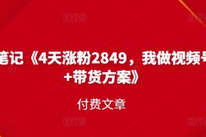 峰子筆記《4天漲粉2849，我做視頻號(hào)引流 帶貨方案》付費(fèi)文章
