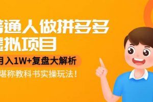 普通人做拼多多虛擬項(xiàng)目，復(fù)盤大解析，堪稱教科書實(shí)操玩法