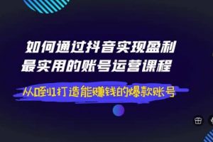 如何通過抖音實現盈利，最實用的賬號運營課程 從0到1打造能賺錢的爆款賬號