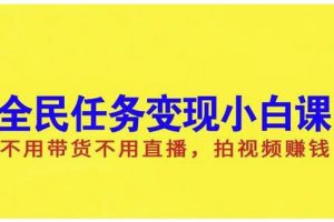 抖音全民任務變現小白課，不用帶貨不用直播，拍視頻就能賺錢