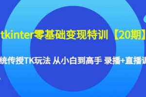 tkinter零基礎變現特訓【20期】系統傳授TK玩法 從小白到高手 錄播 直播課