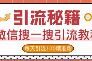 微信搜一搜引流教程，每天引流100精準粉