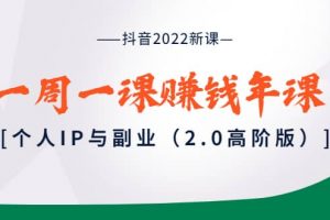 抖音2022新課：一周一課賺錢年課：個(gè)人IP與副業(yè)（2.0高階版）