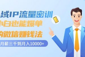 私域IP流量密訓：小白也能爆單的微信賺錢法，從月薪三千到月入10000