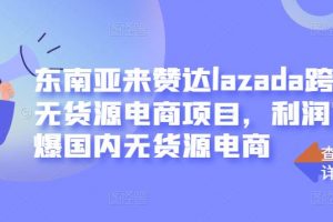 東南亞來贊達lazada跨境無貨源電商項目，利潤完爆國內無貨源電商