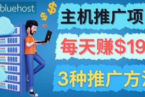 在Youtube推廣Bluehost主機賺錢項目，日賺195美元以上