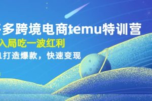 拼多多跨境電商temu特訓營：先入局吃一波紅利，從0到1打造爆款，快速變現