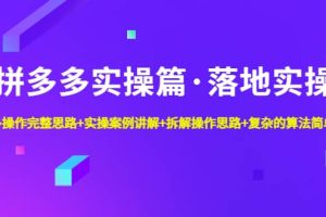 拼多多實操篇·落地實操 完整思路 實操案例 拆解操作思路 復雜的算法簡單化