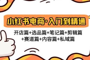 小紅書電商入門到精通 開店篇 選品篇 筆記篇 剪輯篇 賽道篇 內容篇 私域篇