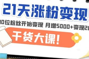 21天精準漲粉變現干貨大課：從10位粉絲開始變現 月增5000