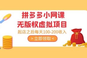 拼多多小網課無版權虛擬項目分享課：起店之后每天100-200