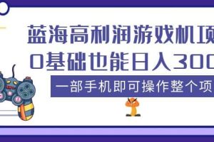 藍海高利潤游戲機項目，0基礎也能日入300 。一部手機即可操作整個項目