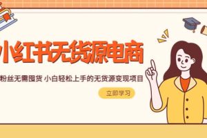 2023小紅書·無貨源電商1.0，0粉絲無需囤貨 小白輕松上手的無貨源變現項目