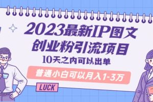 2023最新IP圖文創業粉引流項目，10天之內可以出單 普通小白可以月入1-3萬