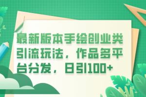 最新版本手繪創業類引流玩法，作品多平臺分發，日引100 創業粉