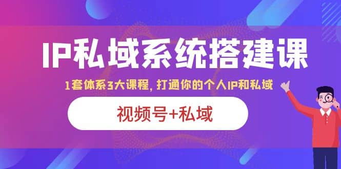 IP私域 系統搭建課，視頻號 私域 1套 體系 3大課程，打通你的個人ip私域插圖