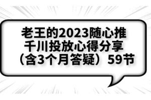 老王的2023隨心推 千川投放心得分享（含3個月答疑）59節