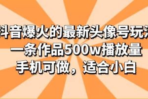 抖音爆火的最新頭像號玩法，一條作品500w播放量，手機可做，適合小白