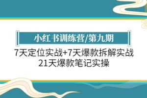 小紅書訓練營/第九期：7天定位實戰 7天爆款拆解實戰，21天爆款筆記實操