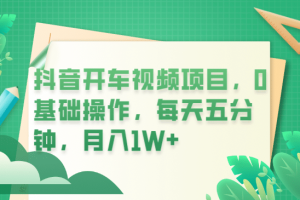 抖音開車視頻項目，0基礎(chǔ)操作，每天五分鐘，月入1W