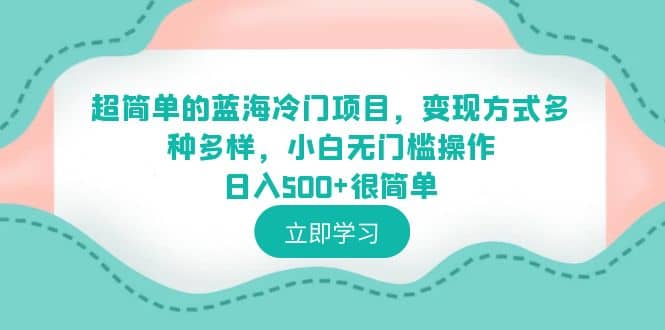 超簡單的藍海冷門項目，變現方式多種多樣，小白無門檻操作日入500 很簡單插圖