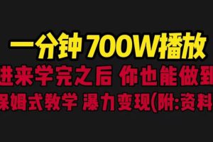 一分鐘700W播放 進來學完 你也能做到 保姆式教學 暴力變現（教程 83G素材）