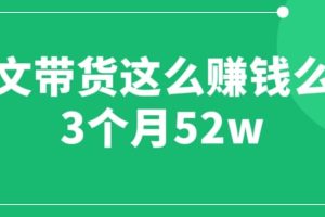 圖文帶貨這么賺錢么? 3個月52W 圖文帶貨運營加強課