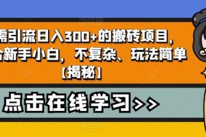 無需引流日入300 的搬磚項(xiàng)目，適合新手小白，不復(fù)雜、玩法簡單【揭秘】