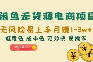 閑魚無貨源電商項目：無風險易上手月賺10000 難度低 成本低 見效快 易操作