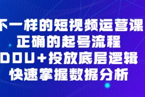 不一樣的短視頻運營課，正確的起號流程，DOU 投放底層邏輯，快速掌握數據分析