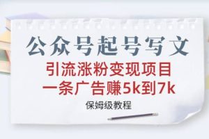 公眾號起號寫文、引流漲粉變現(xiàn)項(xiàng)目，一條廣告賺5k到7k，保姆級教程