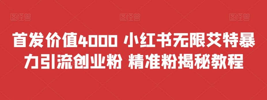 首發價值4000 小紅書無限艾特暴力引流創業粉 精準粉揭秘教程插圖