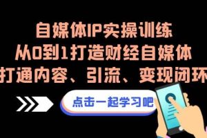 自媒體IP實操訓練，從0到1打造財經自媒體，打通內容、引流、變現閉環