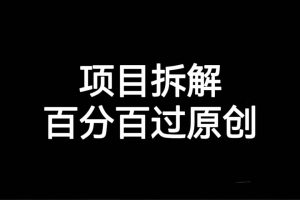項(xiàng)目拆解百分百過原創(chuàng)，解決項(xiàng)目拆解賽道難過原創(chuàng)的問題