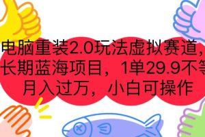 電腦重裝2.0玩法虛擬賽道，長期藍海項目 一單29.9不等 月入過萬 小白可操作