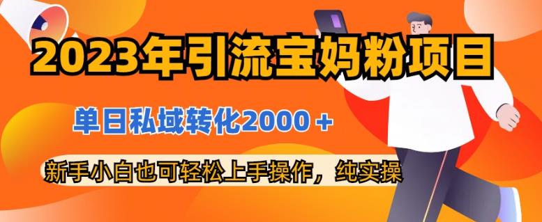2023年引流寶媽粉項目，單日私域轉化2000＋，新手小白也可輕松上手操作，純實操