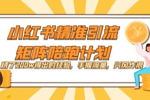小紅書精準引流·矩陣陪跑計劃：燒了200w得出的經驗，手握流量，興風作浪！