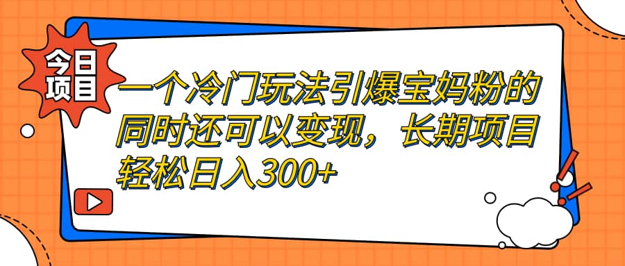 一個(gè)冷門玩法引爆寶媽粉的同時(shí)還可以變現(xiàn)，長期項(xiàng)目輕松日入300插圖