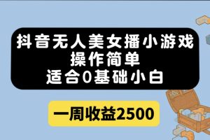 抖音無人美女播小游戲，操作簡單，適合0基礎小白一周收益2500