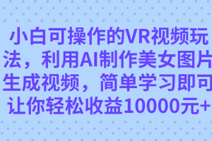 小白可操作的VR視頻玩法，利用AI制作美女圖片生成視頻，你輕松收益10000