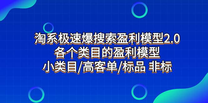 淘系極速爆搜索盈利模型2.0，各個類目的盈利模型，小類目/高客單/標品 非標插圖