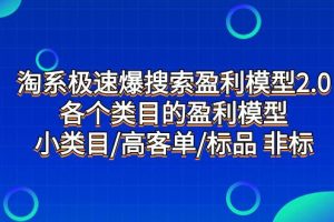 淘系極速爆搜索盈利模型2.0，各個(gè)類(lèi)目的盈利模型，小類(lèi)目/高客單/標(biāo)品 非標(biāo)