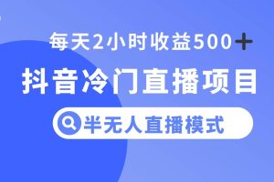 抖音冷門直播項目，半無人模式，每天2小時收益500