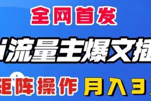 AI流量主爆文插件，只需一款插件全自動輸出爆文，矩陣操作，月入3W＋