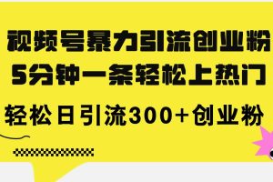 視頻號暴力引流創業粉，5分鐘一條輕松上熱門，輕松日引流300+創業粉