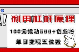 利用杠桿100元撬動500+創業粉,單日變現5位數